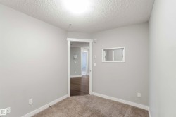 Carpeted room featuring light gray walls and white trim - 