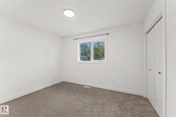 White walls, carpet flooring, and a single window with a dark rod - 