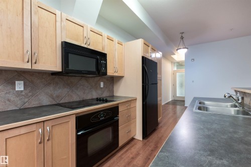 #321 10407 122 St Nw, Edmonton, AB - Indoor Photo Showing Kitchen With Double Sink
