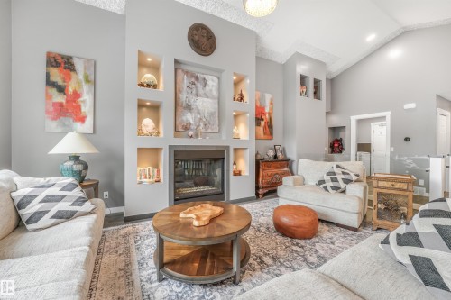 2 Kirkwood Drive, St. Albert, AB - Indoor Photo Showing Living Room With Fireplace