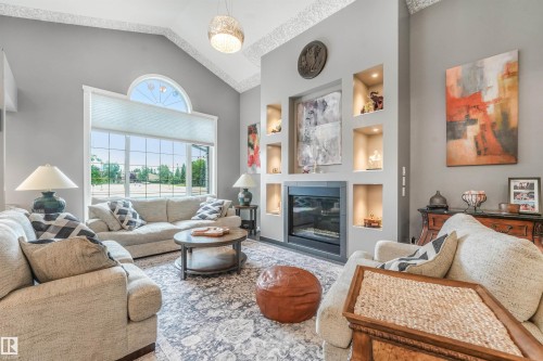 2 Kirkwood Drive, St. Albert, AB - Indoor Photo Showing Living Room With Fireplace