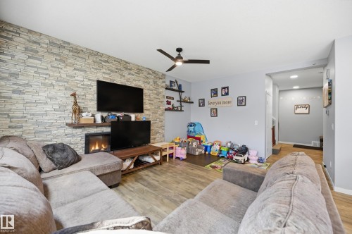 22135 96 Avenue Nw, Edmonton, AB - Indoor Photo Showing Living Room With Fireplace