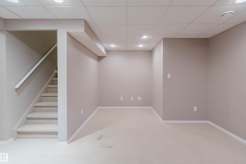 Expansive carpeted area with recessed lighting, drop ceiling, and neutral wall tones - 21332 89 Avenue Nw, Edmonton, AB - Indoor