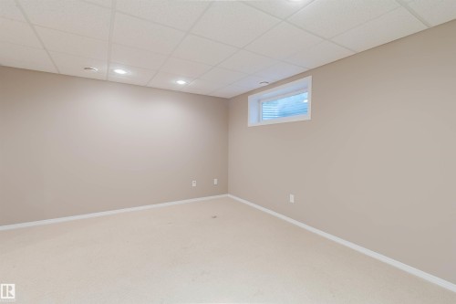 Recessed lighting, neutral wall paint, light-toned carpet flooring, drop ceiling, and a single window - 21332 89 Avenue Nw, Edmonton, AB - Indoor