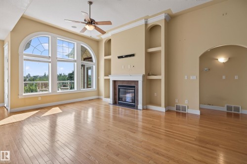 25 Normandeau Crescent, St. Albert, AB - Indoor Photo Showing Living Room With Fireplace