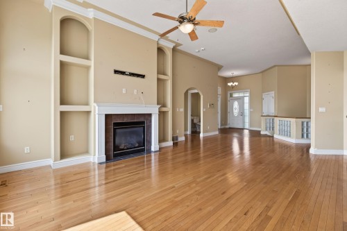 25 Normandeau Crescent, St. Albert, AB - Indoor Photo Showing Living Room With Fireplace
