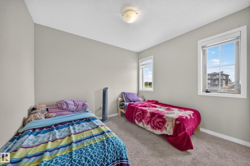 Neutral wall paint, carpet flooring, multiple windows with white trim, and a ceiling-mounted light fixture - 1927 51 Street Sw, Edmonton, AB - Indoor Photo Showing Bedroom