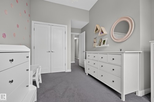 Neutral gray wall paint, textured gray carpeting, and white trim - 11018 122 Street Nw, Edmonton, AB - Indoor