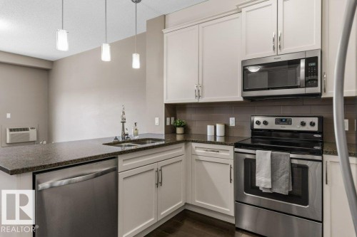 #409 2207 44 Av Nw, Edmonton, AB - Indoor Photo Showing Kitchen With Double Sink With Upgraded Kitchen