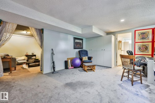 Recessed lighting, light-toned carpeting, built-in cabinetry, and a separate carpeted area - 8932 187 Street Nw, Edmonton, AB - Indoor