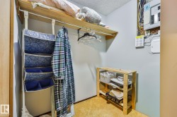 Built-in overhead shelving with a hanging rod - 