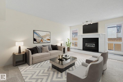 2932 36 Street Nw, Edmonton, AB - Indoor Photo Showing Living Room With Fireplace