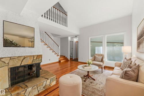 5367 Hill View Crescent Nw, Edmonton, AB - Indoor Photo Showing Living Room With Fireplace