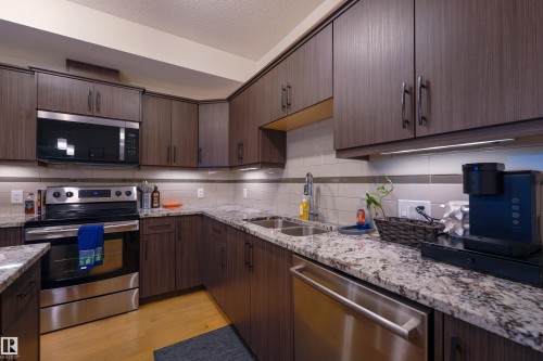 #319 10523 123 St Nw, Edmonton, AB - Indoor Photo Showing Kitchen With Double Sink With Upgraded Kitchen