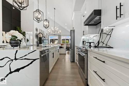 55 Maple Crescent, Gibbons, AB - Indoor Photo Showing Kitchen With Upgraded Kitchen