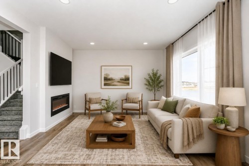 80 Lemon Close, Spruce Grove, AB - Indoor Photo Showing Living Room With Fireplace