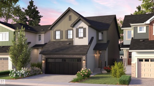 Contemporary exterior with varied siding textures, stone accents, and a dark asphalt shingle roof - 24 Clichy Close, St. Albert, AB - Outdoor With Facade