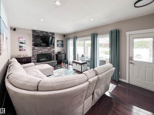 71 Lancaster Crescent, St. Albert, AB - Indoor Photo Showing Living Room With Fireplace