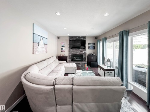 71 Lancaster Crescent, St. Albert, AB - Indoor Photo Showing Living Room With Fireplace