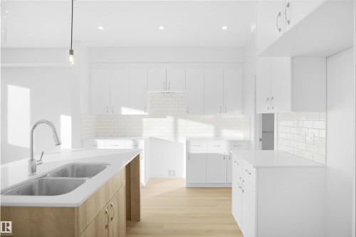 581 Ashgrove Circle, Leduc, AB - Indoor Photo Showing Kitchen With Double Sink With Upgraded Kitchen