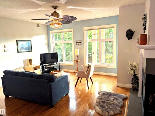 #302 9811 96A St Nw, Edmonton, AB - Indoor Photo Showing Living Room With Fireplace