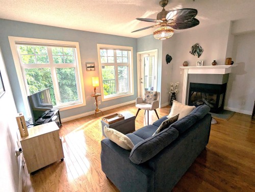 #302 9811 96A St Nw, Edmonton, AB - Indoor Photo Showing Living Room With Fireplace