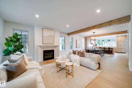 6003 111 Avenue Nw, Edmonton, AB - Indoor Photo Showing Living Room With Fireplace