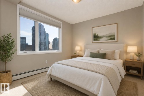 #1806 10303 105 St Nw, Edmonton, AB - Indoor Photo Showing Bedroom
