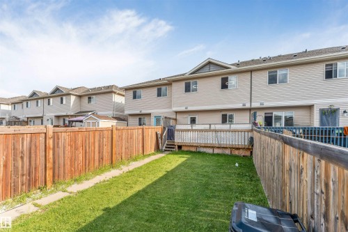 Private fenced yard featuring a wooden deck and a patch of grass - 3106 15 Avenue Nw, Edmonton, AB - Outdoor