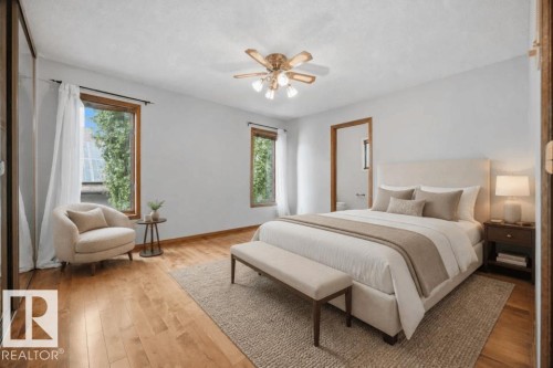 Photo is virtually staged. - 4140 147 Street Nw, Edmonton, AB - Indoor Photo Showing Bedroom