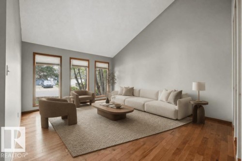 Photo Virtually Staged. - 4140 147 Street Nw, Edmonton, AB - Indoor Photo Showing Living Room