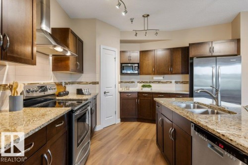 #205 35 Sturgeon Rd, St. Albert, AB - Indoor Photo Showing Kitchen With Double Sink With Upgraded Kitchen