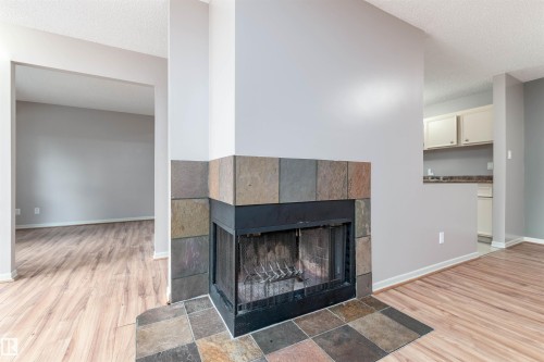#23 14620 26 St Nw, Edmonton, AB - Indoor Photo Showing Living Room With Fireplace