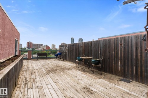 Large patio for entertaining and watching the fireworks! - #505 10346 117 St Nw, Edmonton, AB - Outdoor With Deck Patio Veranda With Exterior
