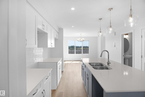 106 Juniper Wynd, Fort Saskatchewan, AB - Indoor Photo Showing Kitchen With Double Sink With Upgraded Kitchen
