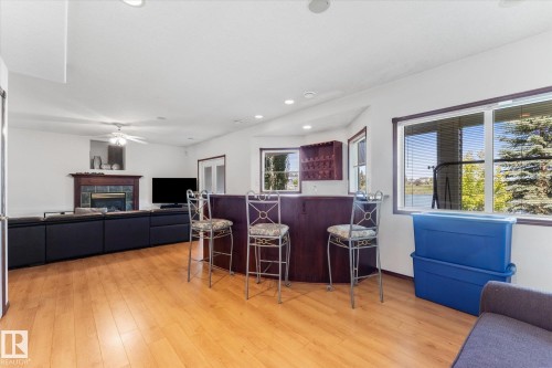 488 Klarvatten Lake Wynd Nw, Edmonton, AB - Indoor Photo Showing Living Room With Fireplace