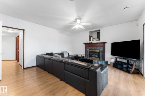 488 Klarvatten Lake Wynd Nw, Edmonton, AB - Indoor Photo Showing Living Room With Fireplace