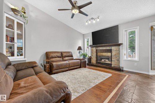 3619 31 Street Nw, Edmonton, AB - Indoor Photo Showing Living Room With Fireplace