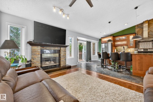 3619 31 Street Nw, Edmonton, AB - Indoor Photo Showing Living Room With Fireplace