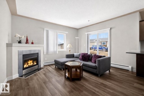 #101 4415 48 St, Leduc, AB - Indoor Photo Showing Living Room With Fireplace