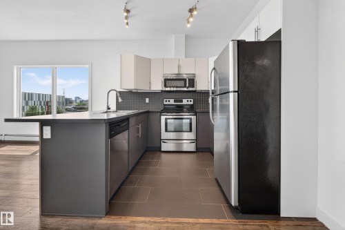 #413 10611 117 St Nw, Edmonton, AB - Indoor Photo Showing Kitchen With Stainless Steel Kitchen