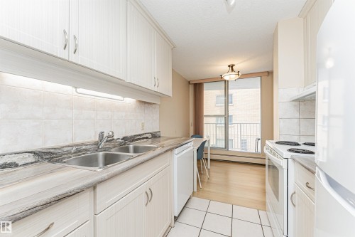#201 12141 Jasper Av Nw, Edmonton, AB - Indoor Photo Showing Kitchen With Double Sink
