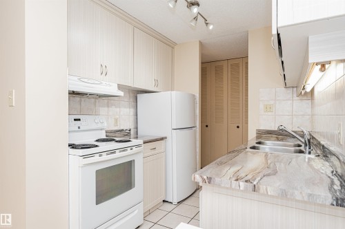 #201 12141 Jasper Av Nw, Edmonton, AB - Indoor Photo Showing Kitchen With Double Sink