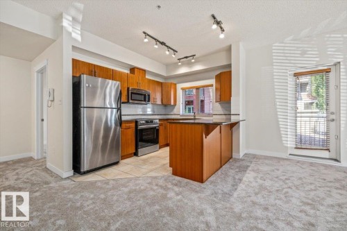 #118 10333 112 St Nw, Edmonton, AB - Indoor Photo Showing Kitchen With Stainless Steel Kitchen