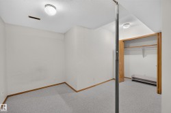 Neutral wall finishes with a ceiling-mounted light fixture, light-toned carpeting, and wood-finish trim - 