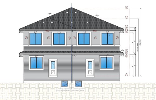 Architectural Drawing, Elevation View. Illustrating the exterior facade and vertical dimensions of the property - 456 Robinson Boulevard, Leduc, AB - Other