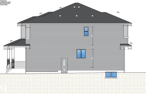 Architectural Drawing. Illustrating the right side elevation of the property - 456 Robinson Boulevard, Leduc, AB - 