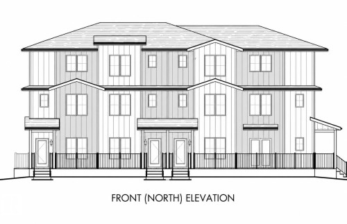 Architectural Drawing, Front (North) Elevation. Illustrating the exterior design and structural configuration of the property - 14807 80 Avenue Nw, Edmonton, AB - Other