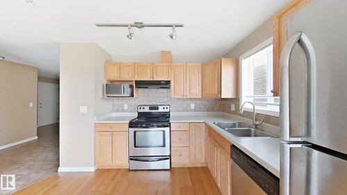 #213 5005 165 Av Nw Nw, Edmonton, AB - Indoor Photo Showing Kitchen With Double Sink