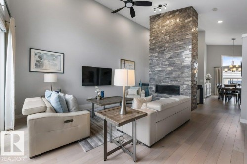 28 Legacy Terrace, St. Albert, AB - Indoor Photo Showing Living Room With Fireplace